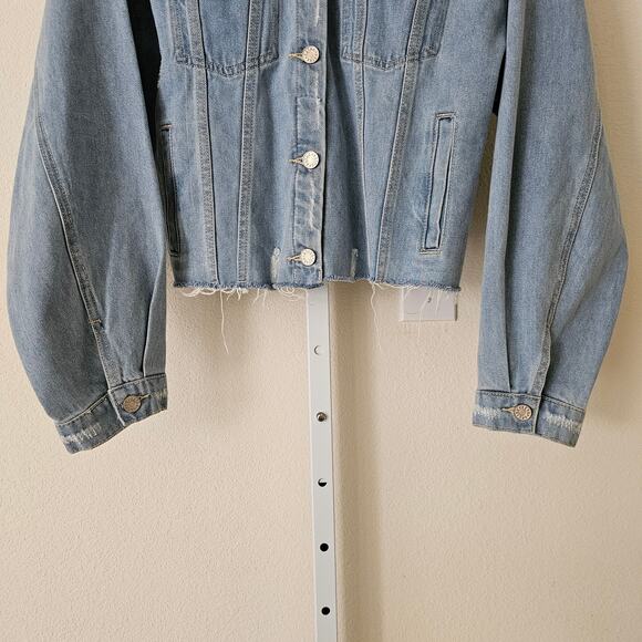 DETRE Everyday Dress-Up Buttercup Oversized Rip Denim Jacket by Dede Raad Sz L - Picture 7 of 14